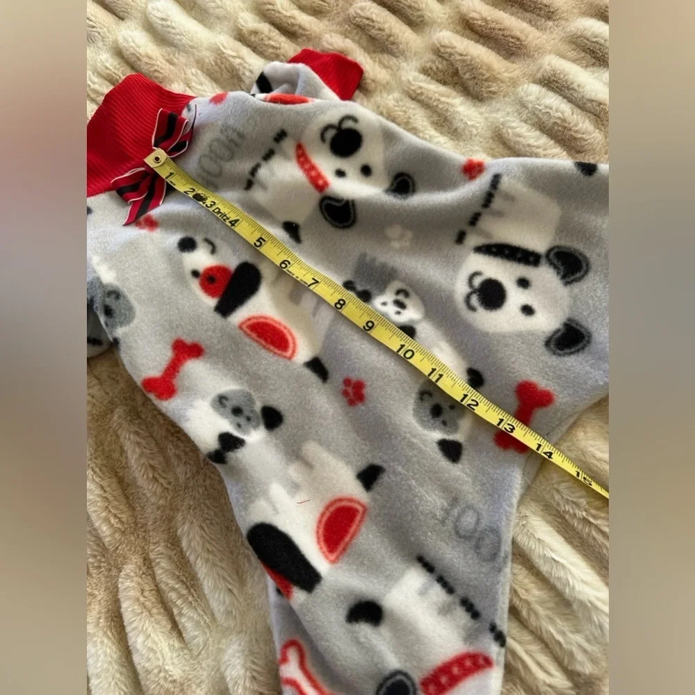 Cozy Snow Pup Fleece Dog Pajamas | Medium Dog Outfit | Holiday Loungewear